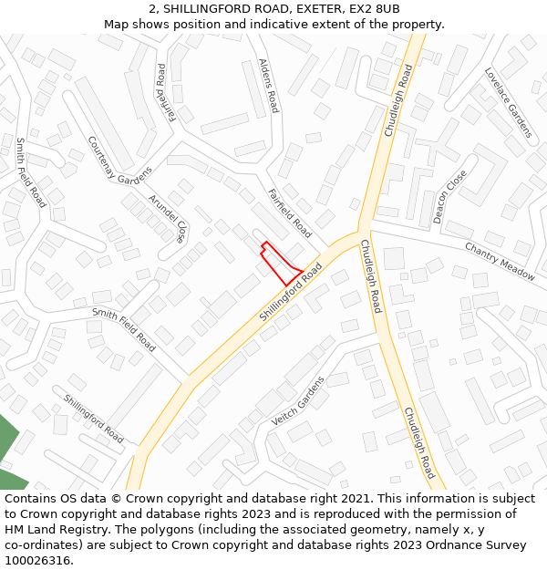 2, SHILLINGFORD ROAD, EXETER, EX2 8UB: Location map and indicative extent of plot