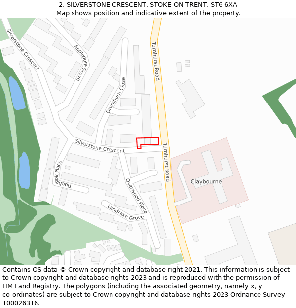 2, SILVERSTONE CRESCENT, STOKE-ON-TRENT, ST6 6XA: Location map and indicative extent of plot