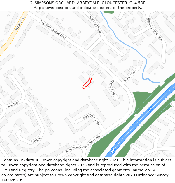 2, SIMPSONS ORCHARD, ABBEYDALE, GLOUCESTER, GL4 5DF: Location map and indicative extent of plot