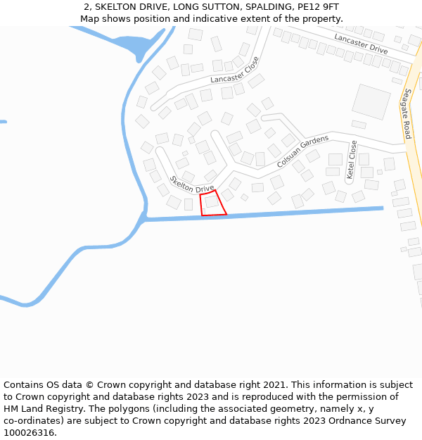 2, SKELTON DRIVE, LONG SUTTON, SPALDING, PE12 9FT: Location map and indicative extent of plot