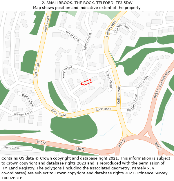 2, SMALLBROOK, THE ROCK, TELFORD, TF3 5DW: Location map and indicative extent of plot