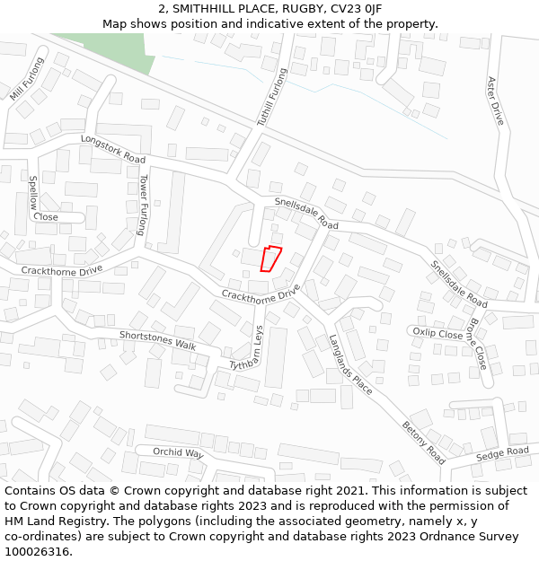 2, SMITHHILL PLACE, RUGBY, CV23 0JF: Location map and indicative extent of plot