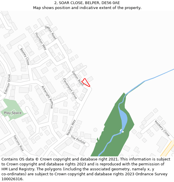 2, SOAR CLOSE, BELPER, DE56 0AE: Location map and indicative extent of plot