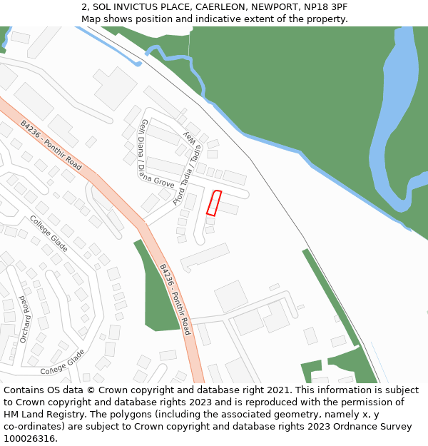 2, SOL INVICTUS PLACE, CAERLEON, NEWPORT, NP18 3PF: Location map and indicative extent of plot