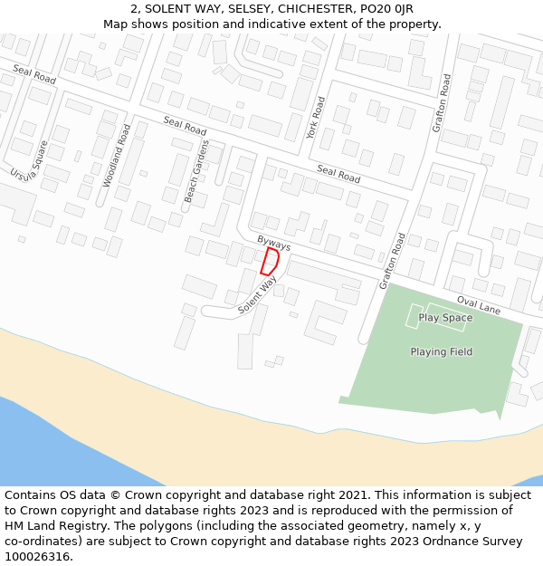 2, SOLENT WAY, SELSEY, CHICHESTER, PO20 0JR: Location map and indicative extent of plot