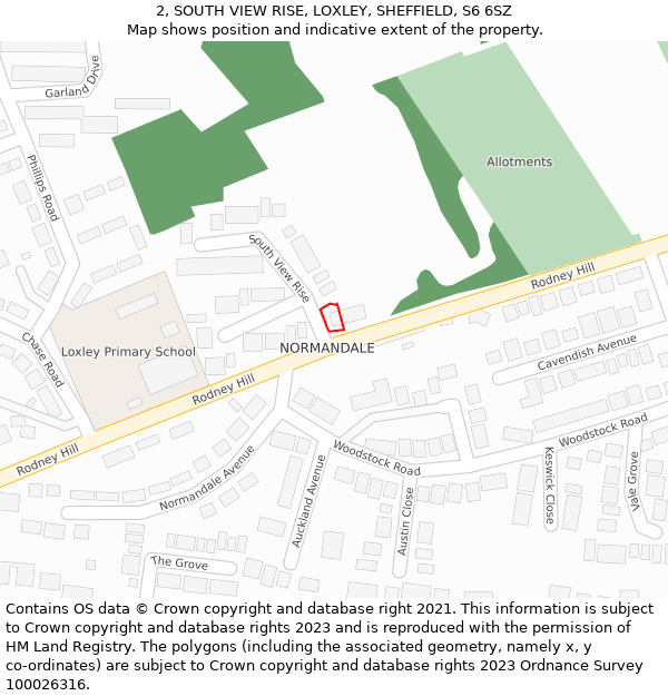 2, SOUTH VIEW RISE, LOXLEY, SHEFFIELD, S6 6SZ: Location map and indicative extent of plot