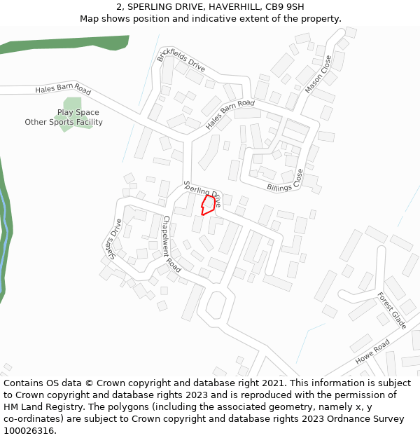 2, SPERLING DRIVE, HAVERHILL, CB9 9SH: Location map and indicative extent of plot