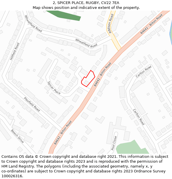 2, SPICER PLACE, RUGBY, CV22 7EA: Location map and indicative extent of plot