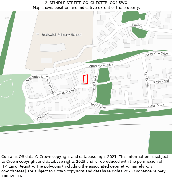 2, SPINDLE STREET, COLCHESTER, CO4 5WX: Location map and indicative extent of plot