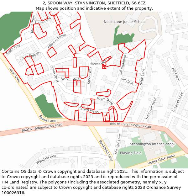 2, SPOON WAY, STANNINGTON, SHEFFIELD, S6 6EZ: Location map and indicative extent of plot