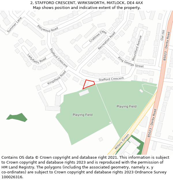 2, STAFFORD CRESCENT, WIRKSWORTH, MATLOCK, DE4 4AX: Location map and indicative extent of plot