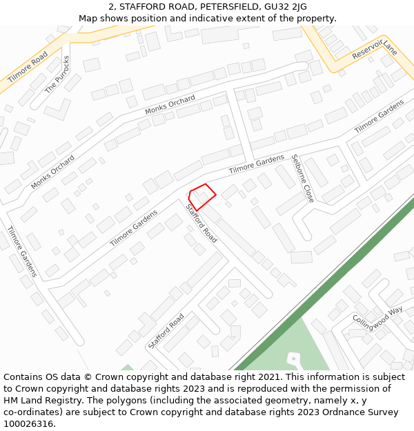 2, STAFFORD ROAD, PETERSFIELD, GU32 2JG: Location map and indicative extent of plot