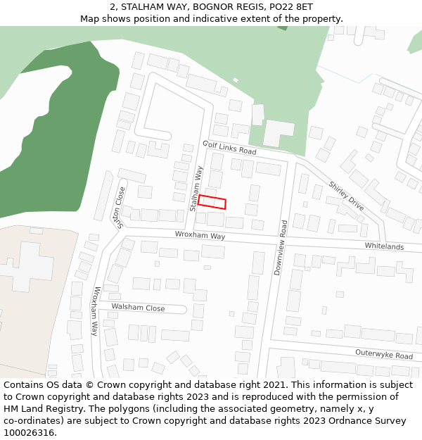 2, STALHAM WAY, BOGNOR REGIS, PO22 8ET: Location map and indicative extent of plot