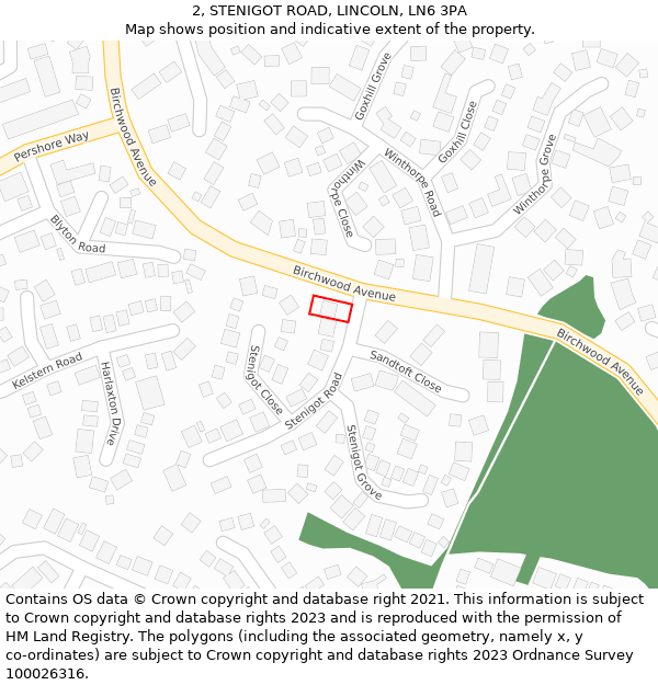 2, STENIGOT ROAD, LINCOLN, LN6 3PA: Location map and indicative extent of plot