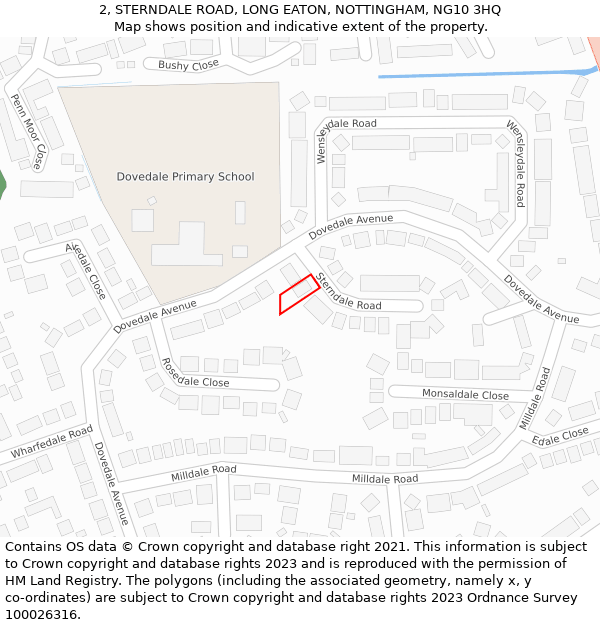 2, STERNDALE ROAD, LONG EATON, NOTTINGHAM, NG10 3HQ: Location map and indicative extent of plot