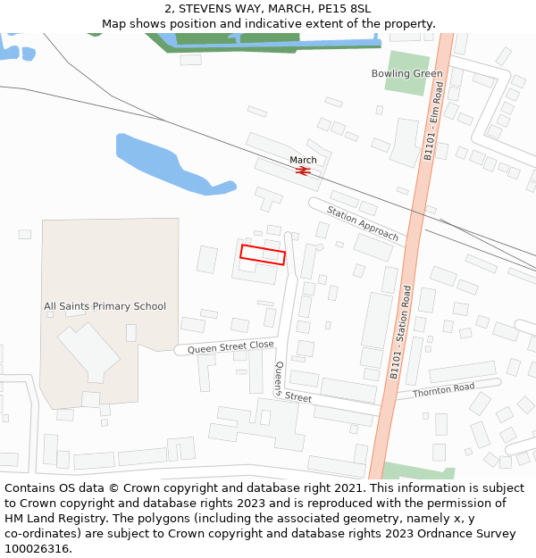 2, STEVENS WAY, MARCH, PE15 8SL: Location map and indicative extent of plot