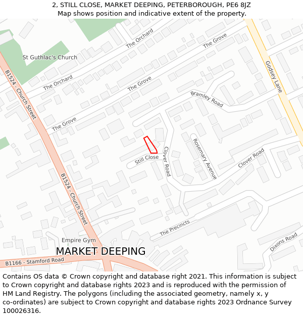 2, STILL CLOSE, MARKET DEEPING, PETERBOROUGH, PE6 8JZ: Location map and indicative extent of plot