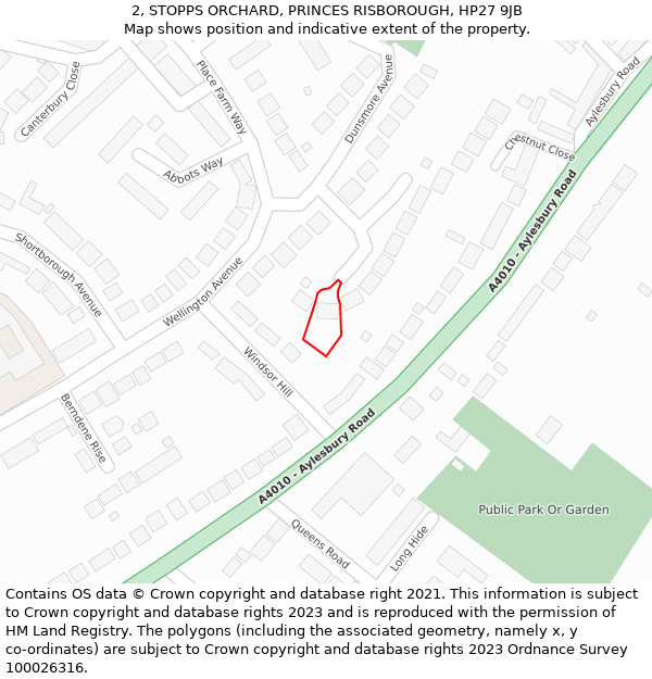 2, STOPPS ORCHARD, PRINCES RISBOROUGH, HP27 9JB: Location map and indicative extent of plot