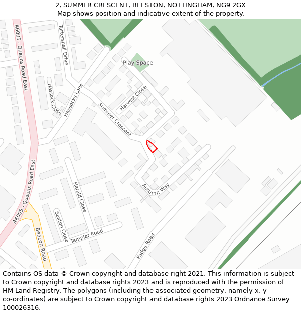 2, SUMMER CRESCENT, BEESTON, NOTTINGHAM, NG9 2GX: Location map and indicative extent of plot