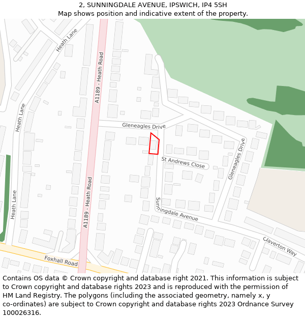 2, SUNNINGDALE AVENUE, IPSWICH, IP4 5SH: Location map and indicative extent of plot