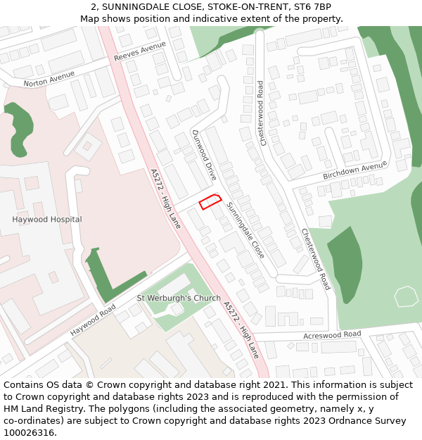2, SUNNINGDALE CLOSE, STOKE-ON-TRENT, ST6 7BP: Location map and indicative extent of plot