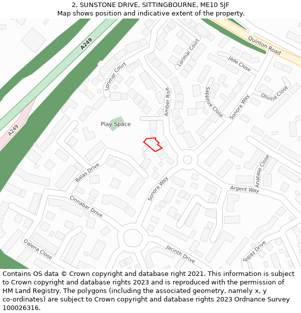 2, SUNSTONE DRIVE, SITTINGBOURNE, ME10 5JF: Location map and indicative extent of plot