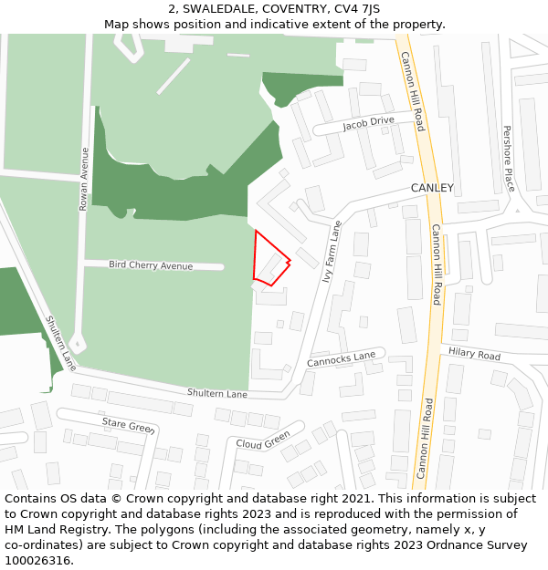 2, SWALEDALE, COVENTRY, CV4 7JS: Location map and indicative extent of plot