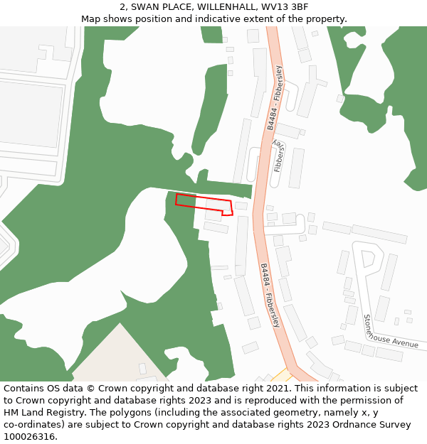 2, SWAN PLACE, WILLENHALL, WV13 3BF: Location map and indicative extent of plot