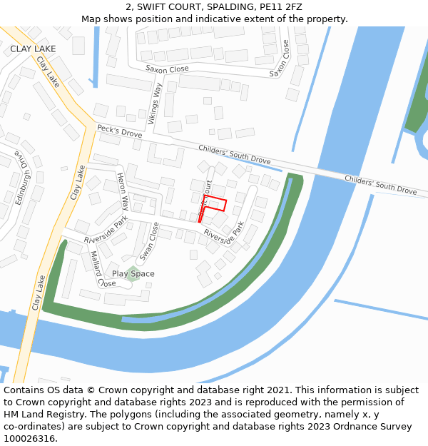 2, SWIFT COURT, SPALDING, PE11 2FZ: Location map and indicative extent of plot