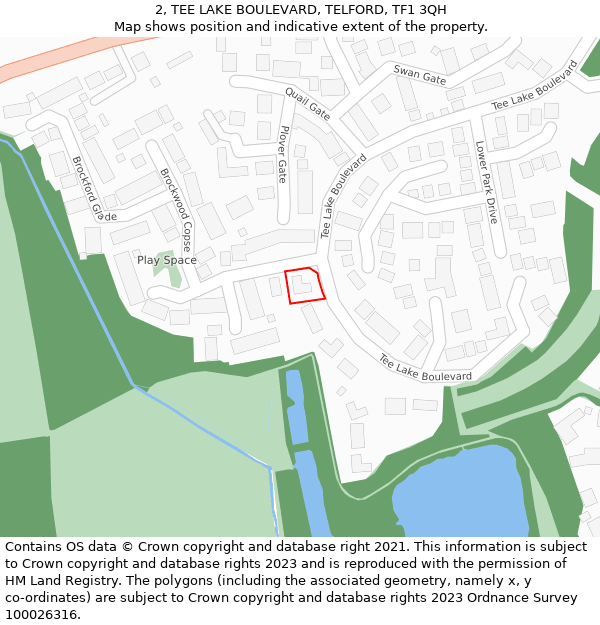 2, TEE LAKE BOULEVARD, TELFORD, TF1 3QH: Location map and indicative extent of plot