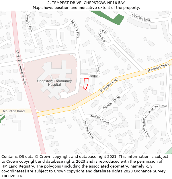 2, TEMPEST DRIVE, CHEPSTOW, NP16 5AY: Location map and indicative extent of plot