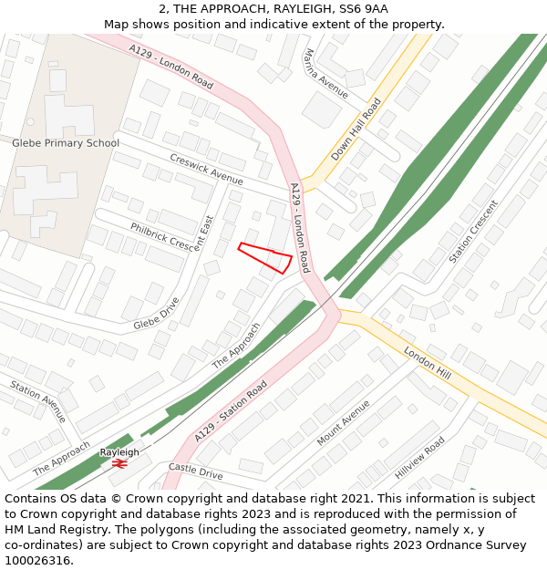 2, THE APPROACH, RAYLEIGH, SS6 9AA: Location map and indicative extent of plot