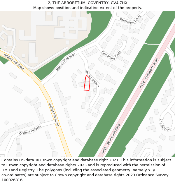 2, THE ARBORETUM, COVENTRY, CV4 7HX: Location map and indicative extent of plot