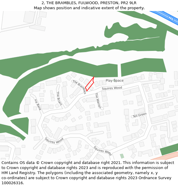 2, THE BRAMBLES, FULWOOD, PRESTON, PR2 9LR: Location map and indicative extent of plot