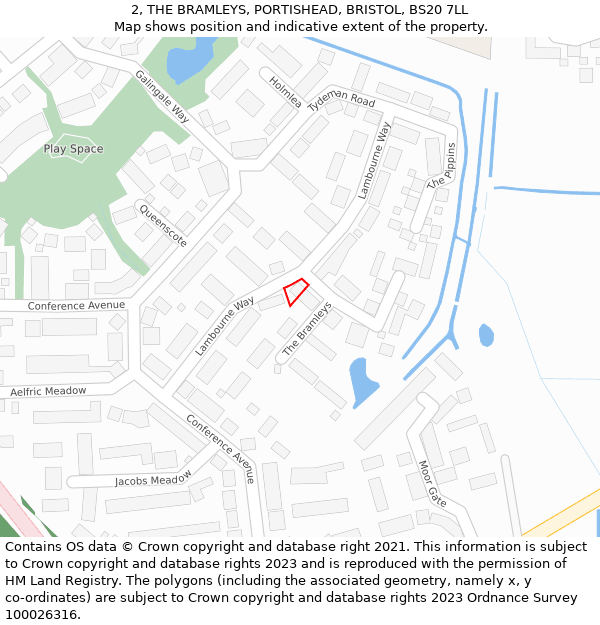 2, THE BRAMLEYS, PORTISHEAD, BRISTOL, BS20 7LL: Location map and indicative extent of plot