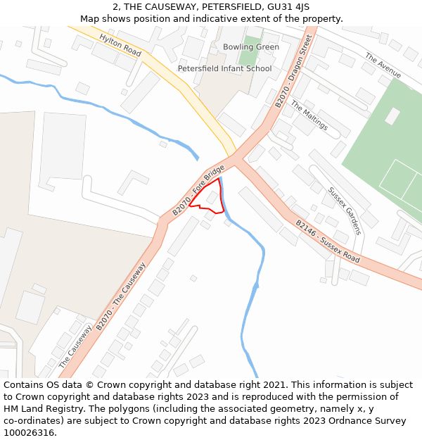 2, THE CAUSEWAY, PETERSFIELD, GU31 4JS: Location map and indicative extent of plot