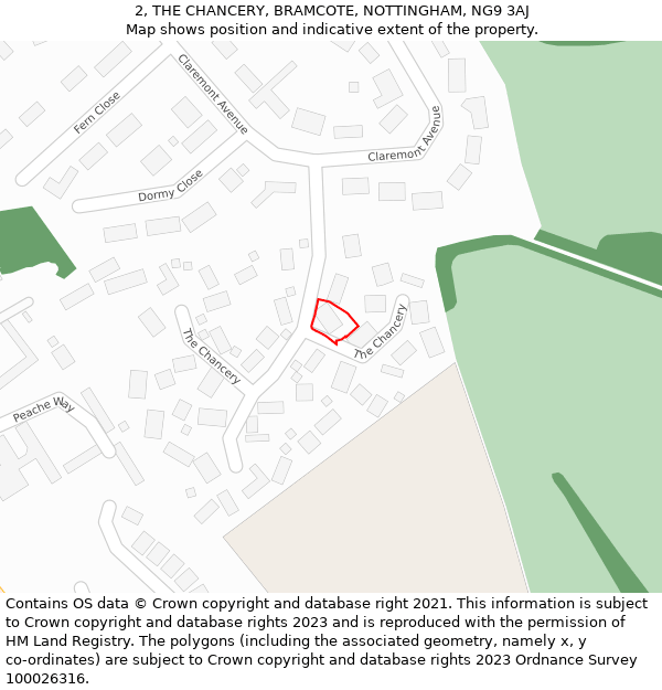 2, THE CHANCERY, BRAMCOTE, NOTTINGHAM, NG9 3AJ: Location map and indicative extent of plot