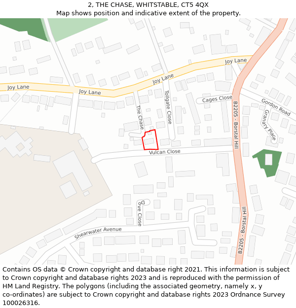 2, THE CHASE, WHITSTABLE, CT5 4QX: Location map and indicative extent of plot