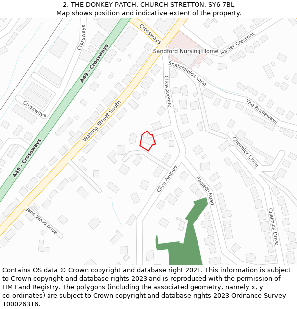 2, THE DONKEY PATCH, CHURCH STRETTON, SY6 7BL: Location map and indicative extent of plot