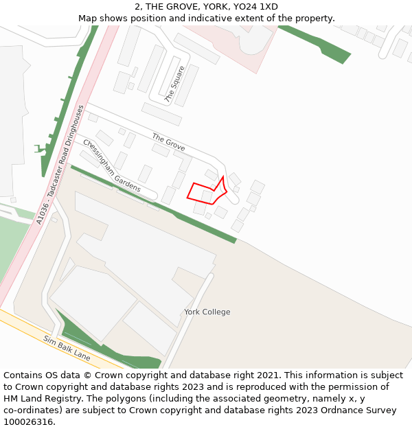 2, THE GROVE, YORK, YO24 1XD: Location map and indicative extent of plot