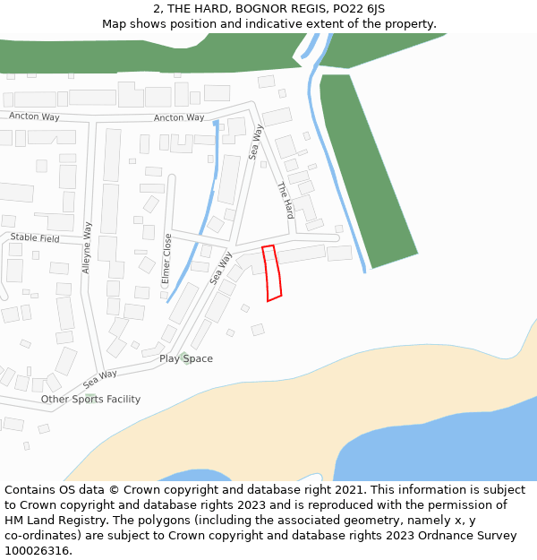 2, THE HARD, BOGNOR REGIS, PO22 6JS: Location map and indicative extent of plot