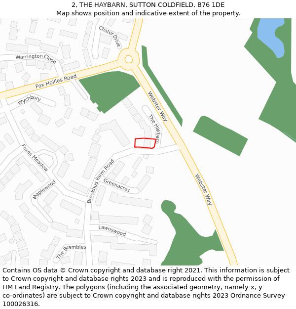 2, THE HAYBARN, SUTTON COLDFIELD, B76 1DE: Location map and indicative extent of plot