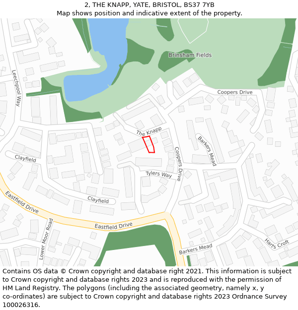 2, THE KNAPP, YATE, BRISTOL, BS37 7YB: Location map and indicative extent of plot