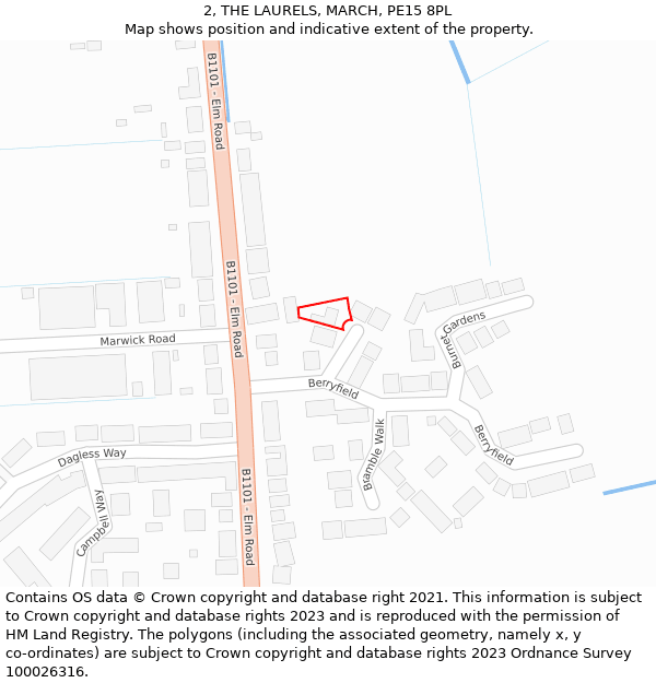 2, THE LAURELS, MARCH, PE15 8PL: Location map and indicative extent of plot