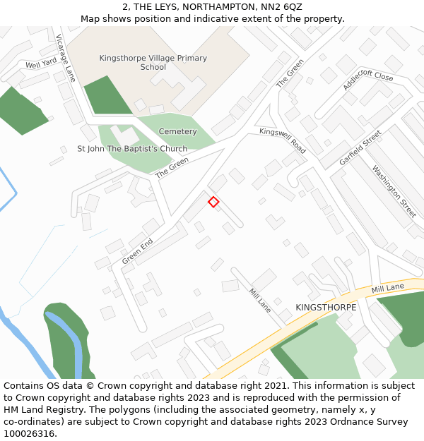 2, THE LEYS, NORTHAMPTON, NN2 6QZ: Location map and indicative extent of plot