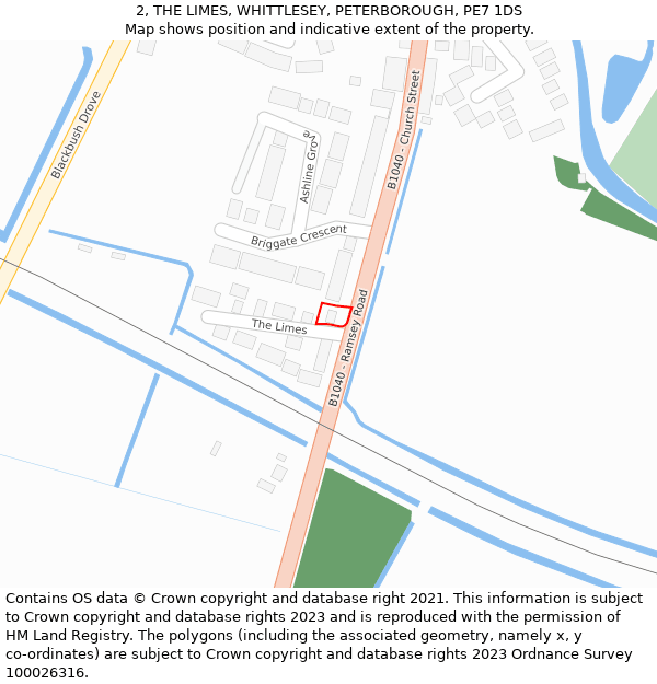2, THE LIMES, WHITTLESEY, PETERBOROUGH, PE7 1DS: Location map and indicative extent of plot