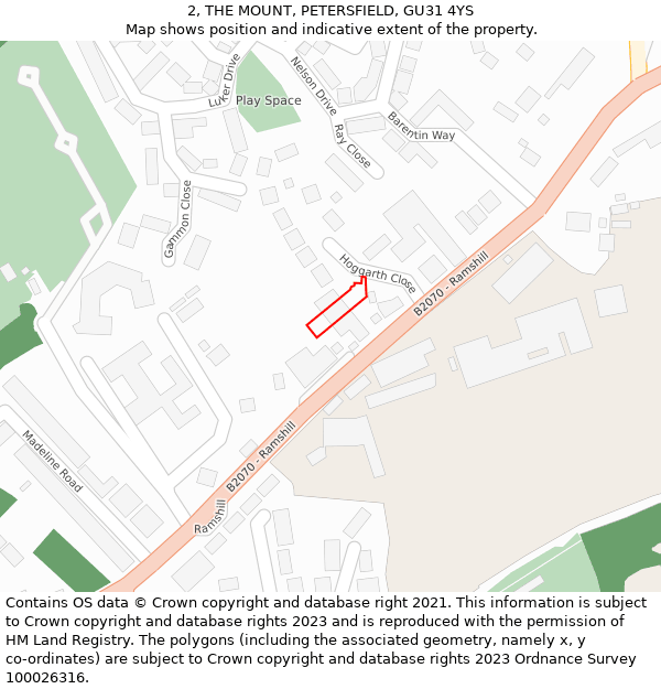 2, THE MOUNT, PETERSFIELD, GU31 4YS: Location map and indicative extent of plot