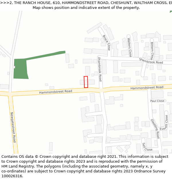 2, THE RANCH HOUSE, 610, HAMMONDSTREET ROAD, CHESHUNT, WALTHAM CROSS, EN7 6PH: Location map and indicative extent of plot