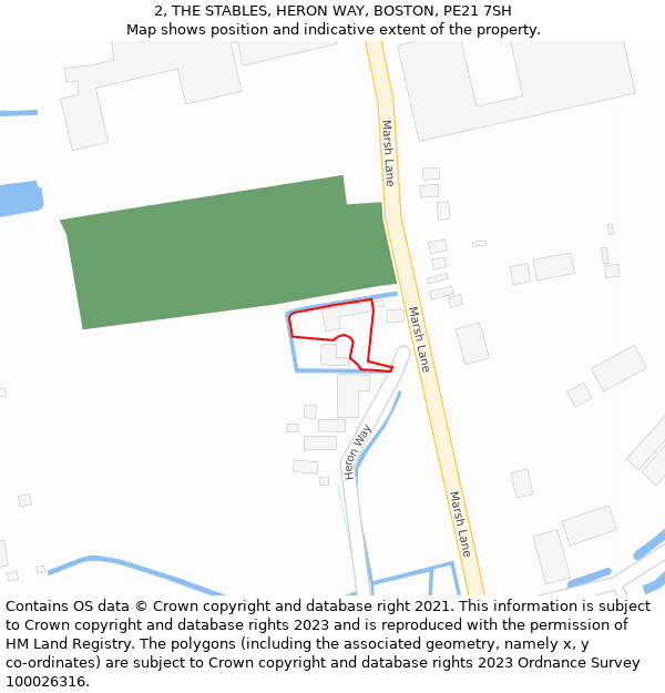 2, THE STABLES, HERON WAY, BOSTON, PE21 7SH: Location map and indicative extent of plot