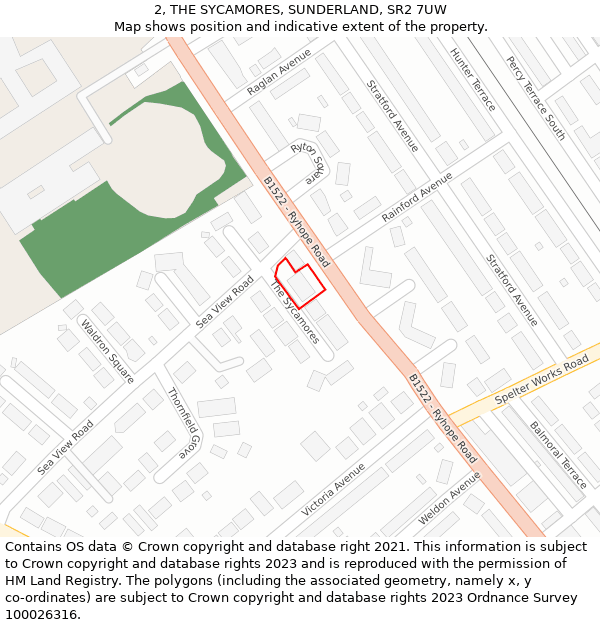 2, THE SYCAMORES, SUNDERLAND, SR2 7UW: Location map and indicative extent of plot